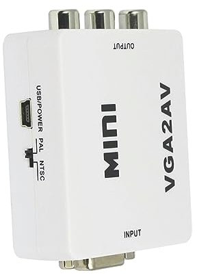 Veemoon Convertisseur VGA vers 1080P Mini Adaptateur AV pour PC Et TV PAL/NTSC - Connecteur VGA