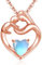 Cadeau FêTe Des MèRes, Collier Femme Or Rose, Opale Coeur Pendentif, Argent 925 Bijoux Mum, Idée Cadeaux pour Maman Anniversaire Noël Saint Valentin, Mothers Day
