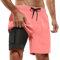 Short de Bain Homme 2 en 1, Maillot de Bain Homme Piscine Séchage Rapide avec Doublure de Compression Boxer de Bain Grande Taille Léger Shorts de Plage Natation Surf avec 2 Poches, Rose XXL
