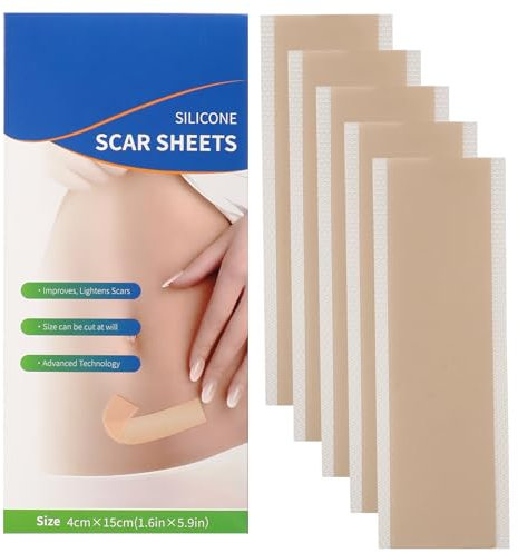 Fogli in silicone per cicatrici chirurgiche, 15 x 4 cm, per cicatrici chirurgiche, trattamento professionale per taglio cesareo, addome, cheloidi, 5 pezzi