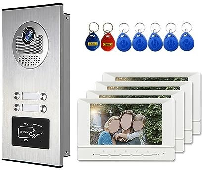 SMTYXS Kits De Téléphone De Porte D'interphone De Bâtiment Vidéo D'appartement Système D'interphone De Porte Vidéo Multi-Boutons for 2-12 Unités(C KIT)