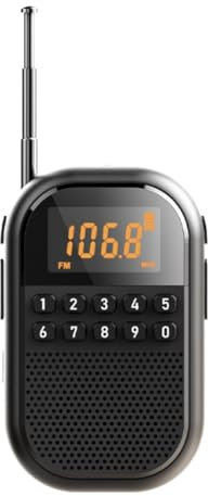 Luobannm Mini Radio FM Am de Bolsillo con Pantalla LCD Grande, Receptor de Radio, Altavoz Bluetooth Inalámbrico, Reproductor de Música con Tarjeta TF para Personas Mayores B