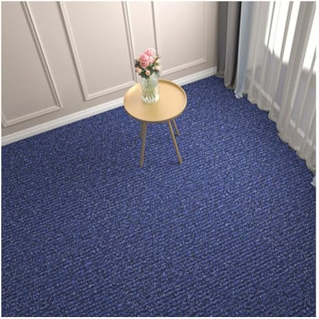 30x30cm Teppichfliesen Selbstklebender, Strapazierfähiger Teppich Bodenbelag Selbstklebend Rutschfest Teppichboden für Büro, Wohnzimmer, Schlafzimmer,Blau,4 Stücke