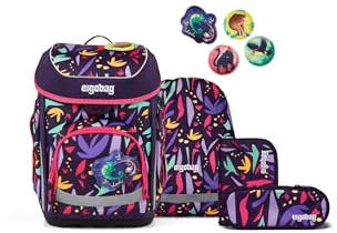 ergobag Schulranzen-Set cubo Set AmBärzonas - Lila | Ergonomischer Schulranzen klassisch 5-teilig für die 1. Klasse der Grundschule