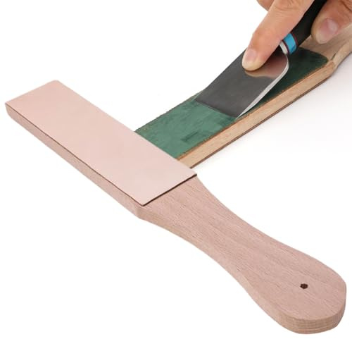 Demsyeq Stropping Leather | Strop Block - Double-Sided Ergonomic Handle Cutter Sharpener Tools for Kitchen Chefs Woodworking Chisels