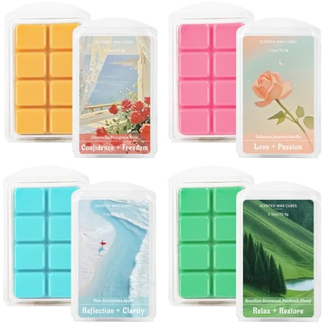 DERDUFT Scented Wax Melts 6 Pack Soy Wax Melts Perfume Wax for Wax Warmer | Floral&Botanical&Woody Scentsy Wax Melts Candle Wax Melts Wax Cubes with Essential Oils for Wax Melt Burners Home Fragrance