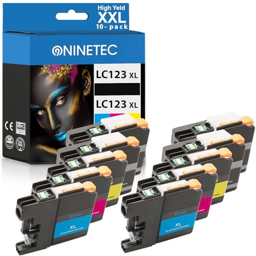 NINETEC LC123 XL Druckerpatronen Kompatibel für Brother LC-123 LC123XL für Brother DCP-J4110DW MFC-J470DW MFC-J4410DW DCP-J552DW MFC-J6720DW MFC-J4510DW MFC-J6520DW MFC-J870DW MFC-J6920DW 10-Pack