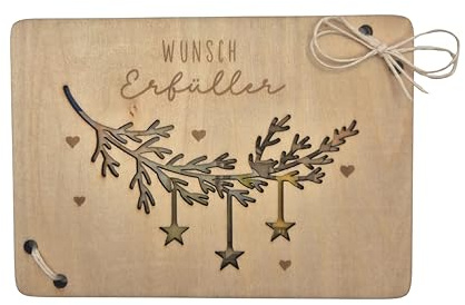 Generisch Wunsch Erfüller Geldgeschenk | Geldgeschenk Weihnachten aus Holz | Weihnachtskarte mit Gravur & Lasercut | Geschenkidee Weihnachten im Scandi Look | Hochwertige Holz Geschenkkarte