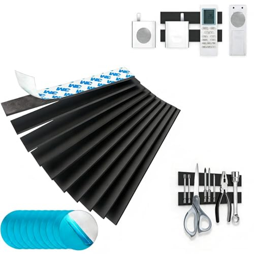 10 Pack Self Adhesive Magnetic Strips - Magnet for Projects Tidy, Heavy Duty Sticky Magnet for DIY Projects with 10 Pack Metal Plates -Strong Hold & Durable, Ideal for Tool Racks, Wall, Fridge