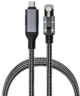 Good Connections Ethernet-Kabel USB-C Stecker an RJ45 Stecker mit Rastnasenschutz, Textilmantel, 1-Gigabit LAN-Adapter ohne Treiber, für Laptop, Tablet & Smartphone, anthrazit, 1,5m