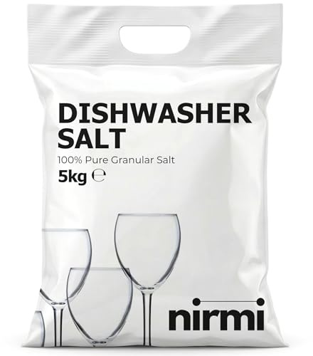 Nirmi Dishwasher Salt 5kg - Pure Granular Salt - Reduces Limescale Build Up, Protects Dishwasher Parts, Improves Cleaning Performance, For Hard Water Areas