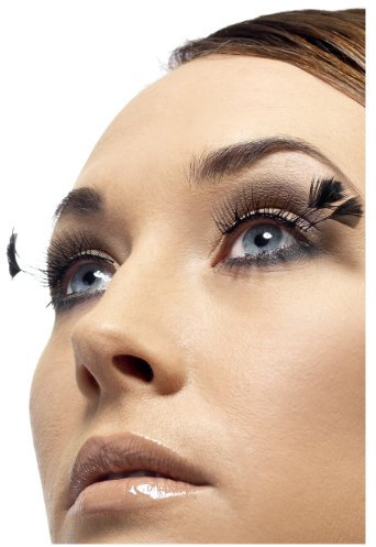 Falsche, schwarze Wimpern mit Feder auf der Seite