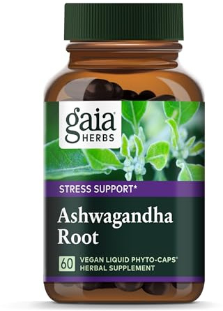 Gaia Herbs Ashwagandha Root - Made with Organic Ashwagandha Root to Help Support a Healthy Response to Stress, The Immune System, and Restful Sleep - 60 Vegan Liquid Phyto-Capsules (30-Day Supply)