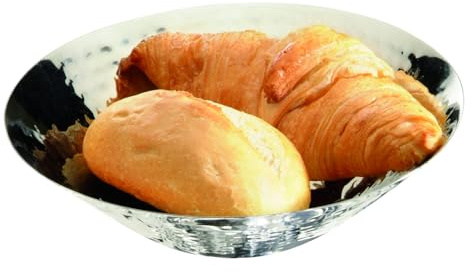 APS 30277 Hochglanzpolierter Edelstahl-Schüssel für Brot oder Obst mit Gehämmert Blick, Ø 20 x 5.5 cm