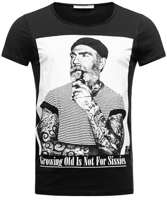 T-Shirt figurbetont Premium Baumwolle Slim Fit Schwarz S