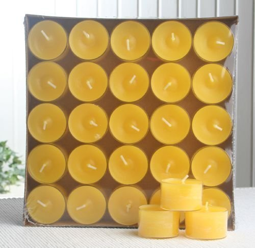 CandleCorner 25 Teelichter - Nightlights, transp. Hülle 7-8 Std. zitronengelb