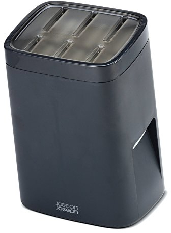 Joseph Joseph Lockblock Messerblock mit Kindersicherung, ohne Messer, dunkelgrau, 14x14x24 cm
