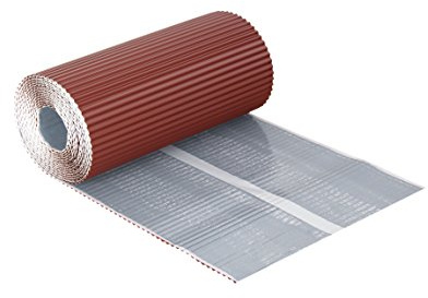 Connettore per camino a parete, piombo, plissettato, 300 mm, 5 m (rosso | Adesivo butilico autoadesivo, sigillante per raccordi a parete e camino, resistente ai raggi UV, 6 colori