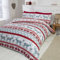 Scandi 100% gebürsteter Baumwolle Feinbiber Bettwäsche Quilt Bettbezug und 2 Kissenbezüge Bett-Set, Rot/Mehrfarbig, Super King