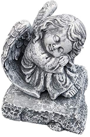 stoneandstyle Steinfigur Engel auf Fels sitzend, massiver Steinguss, Frost- und wetterfest bis -30°C
