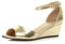 Womens Ladies Low mid Wedge Heel Ankle Strap Casual Evening Sandals, Gold Metallic, 5 UK