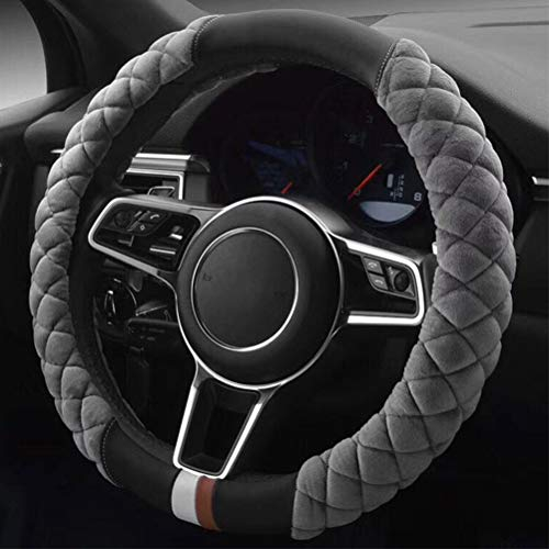 Lenkradbezug Fall Winter Warm Gestellten Plüsch Weich Protector Universal Fell Rad Innenzubehör Grau