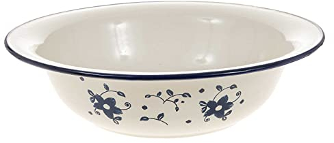 SIDCO Schüssel Emaille groß Waschschüssel Emailleschüssel Nostalgie Blume Ø 32 cm