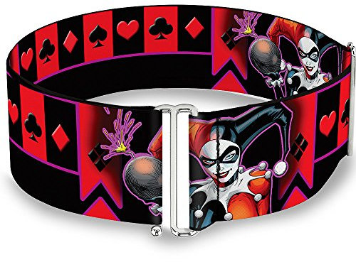 Buckle-Down Damen Cinch-Gürtel Harley Quinn Bomb Anzüge Schwarz 71,1 bis 132 cm Mehrfarbig