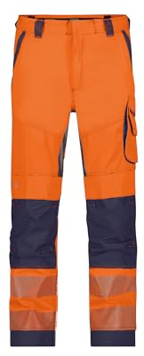 DASSY® Odessa Sommer Warnschutzhose mit Kniepolstertaschen - Größe 52 - NEONORANGE/DUNKELBLAU