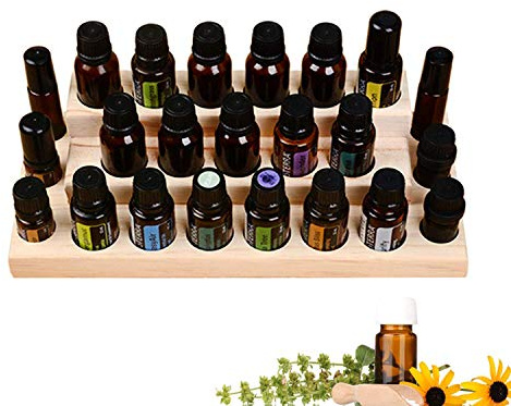 Songlela Ätherisches Öl Display Ständer, 23 Löcher Aromatherapie Öle Hölzern Tragen Gestell Halter Organisator Multifunktions Geschenk für Nagellack, Duftöle, Ätherische Öle, Stain und Lippenstift #3