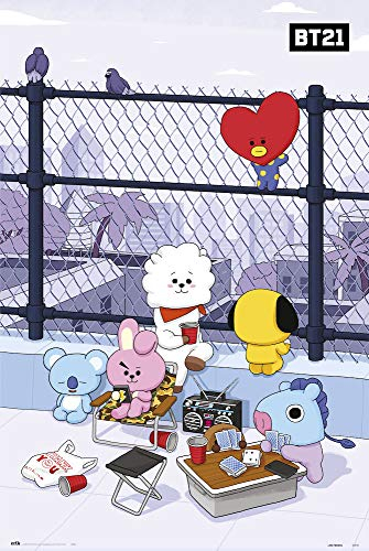Unbekannt BTS Poster - Terasse Poster - Deko Wohnzimmer oder Deko Schlafzimmer - Deko Wohnzimmer - Größe : 61 x 91 - Offizielle Lizenz - BTS Fanartikel - Be Army!