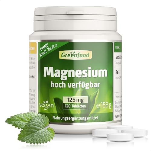 Magnesium, 375 mg, hochdosiert, 120 Tabletten - OHNE künstliche Zusätze | Hochwertiges Magnesiumcitrat, Für Nerven, Knochen, Muskeln, Chelat, Hohe Bioverfügbarkeit, Laborgeprüft, Halal, Vegan