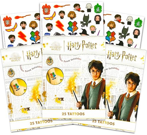Harry Potter, tatuaggi temporanei per feste per bambini ~ 75 ct Harry Potter tatuaggi temporanei per adulti e ragazzi (accessori per costume di Harry Potter)