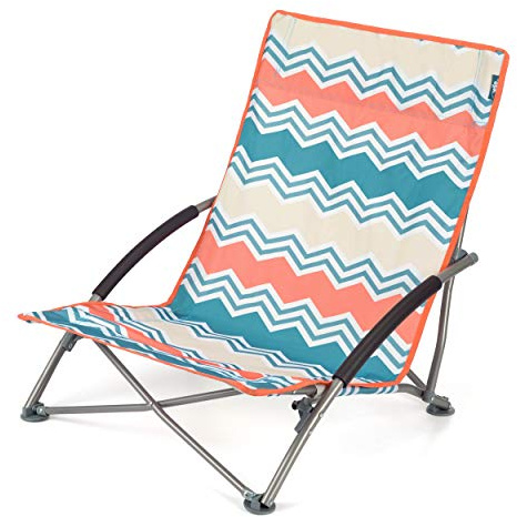 Yello Low Folding Beach Collapsible Outdoor Picnic Camping Chair with Carry Bag Zig Zag