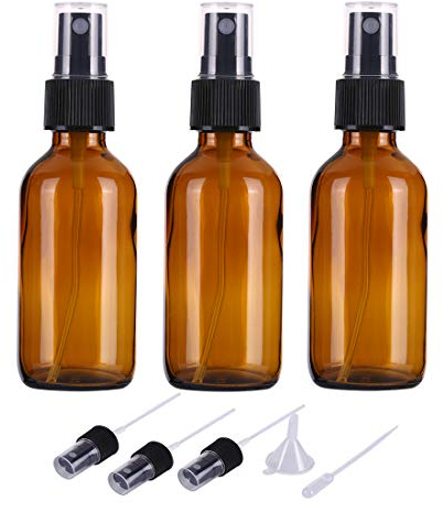 60ml Braunglas Sprühflasche für ätherische Öle, kleine nachfüllbare Reise Feinnebel Sprühflasche glas,taschenzerstäuber, hausgemachte Reinigungsmittel und Fingerzerstäuber Parfümzerstäuber (3 Stücke)