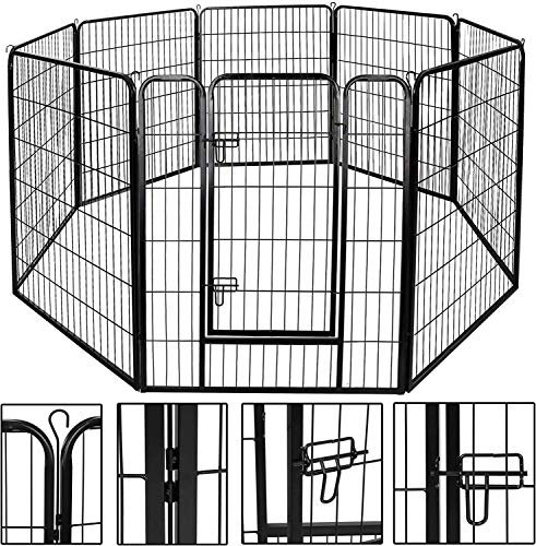 UNDERDOG Parc de Jeu Extra résistant à 8 Panneaux pour intérieur/extérieur (8 Panneaux, 80 x 80 cm), Noir