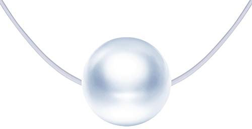 MICSAVI Collana Donna Invisibile con Ciondolo Perle Bianco/Rosa/Oro/Nero, Catena Nylon Trasparente con Argento 925, Girocollo Choker, Catena Clavicolare