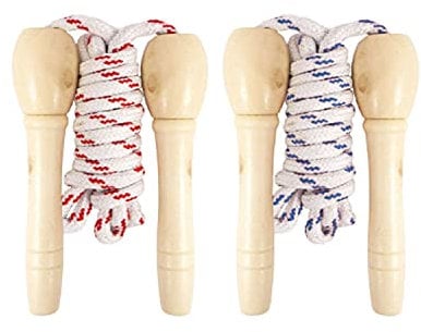 Lizzy 1 x Skipping Rope 200cm with Wooden Handles | Classic Kids Jump Rope for Fitness, Outdoor Games & PE | Durable Exercise Toy for Boys and Girls – Assorted Rope Colours