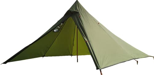 Ultraleichtes heißes Tipi-Zelt mit Herdheber für 1-2 Personen, 1,5 kg, Viereck-Form, Einzelpersonenzelt für Camping, Wandern, Rucksackreisen, einfach aufzubauen (2,7 x 2,7 x 1,6 m, Armeegrün)