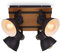 Briloner Leuchten Deckenlampe retro mit Holzbalken, 4-flammige Deckenleuchte vintage, E27 Fassung max. 40 Watt, verstellbare Lampenschirme, rustikaler Deckenspot, Schwarz-Weiß-Holz, 1 Stück (1er Pack)