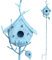 Vogelhäuser für den Außenbereich mit Stange, Metall-Vogelhaus-Pfahl für den Außenbereich, rustikales Vogelhaus auf Stange, Bauernhaus, Vogelhaus, Dekoration, Garten, Hof, Kunst, 99,1 cm, Blau