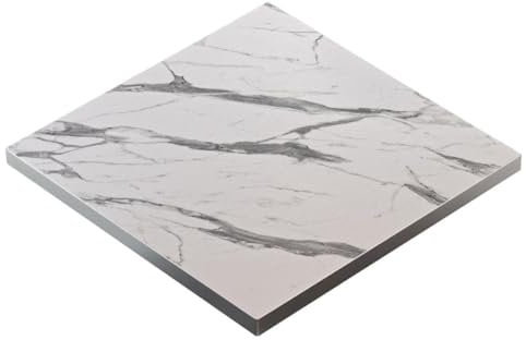 GGMMÖBEL Brasil | Tischplatte | B:T 68 x 68 cm | Weiß Marmor | Holzplatte | Perfekt für klappbare Küchentisch, Esstisch | ABS Kante | HPL beschichtete | Restaurant, Cafe, Bar