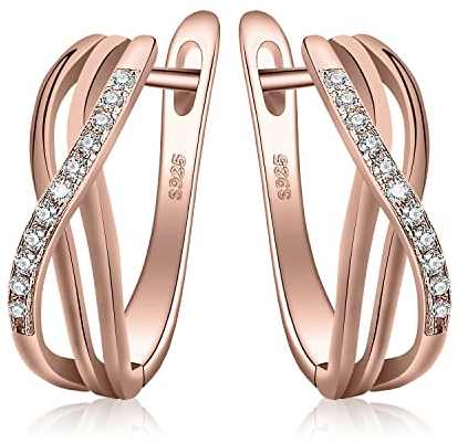 JewelryPalace Infinity Liebe Zwei Knoten 2.6ct Zirkonia Creolen Silber 925 Damen, Unendlichkeit Ohrringe Stein Schmuck Set Frauen, Ohrringe Edelstein Mädchen, Ohrstecker Geschenk Rosegold