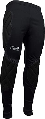 TIGEAR Gepolsterte Herren-Fußballhose, Torwart, Rugby, Fußball, Outdoor-Schutzhose, Schwarz , 32W