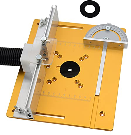Mesa De Enrutador De Aluminio, Juego de 3 Placa De Inserción De Mesa De Enrutador,Fresadora De Madera Eléctrica Máquina De Recorte De Placa De Giro Mesa De Guía Bancos De Carpintería (Oro)