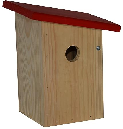 Dehner Natura Premium Wildvogel Nistkasten Jonna, Vogelhaus / Vogelnistkasten für Wildvögel, robust, ca. 19 x 24 x 16 cm, aus FSC - zertifiziertem Kiefernholz, rot / natur
