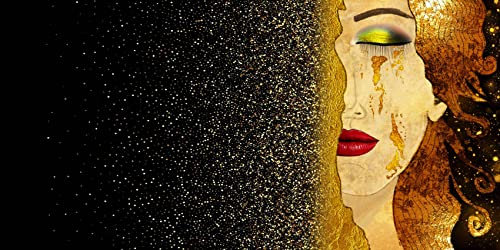 time4art styl Gustav Klimt Sezession Symbolismus Print Canvas Bild Tränen Tranen schwarze Nacht auf Keilrahmen Leinwand Giclee (120x60cm)