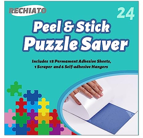 Preserve 4 X 1000 Puzzle Saver Glue Sheets 24 Pack - Quick Stick Adhesive for Puzzles, Easy Application, Mess-Free Framing, Compatible with Puzzle Frames​