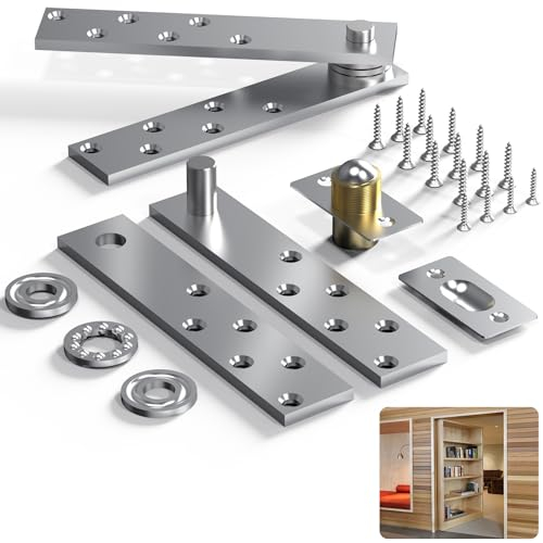 Aglehome Bisagra Pivotante Oculta para Puerta Secreta de Madera - Herrajes Resistentes para 300 Libras - Estantería de 360 Grados