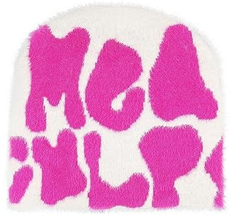 Sindlloger Y2k Beanie Graphic Beanie Y2k Hat Beanie Hat Y2k Zubehör Beanies Damen, Weiß, Pink, Medium